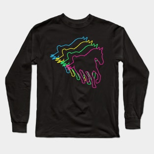 Horse 80s Neon Long Sleeve T-Shirt